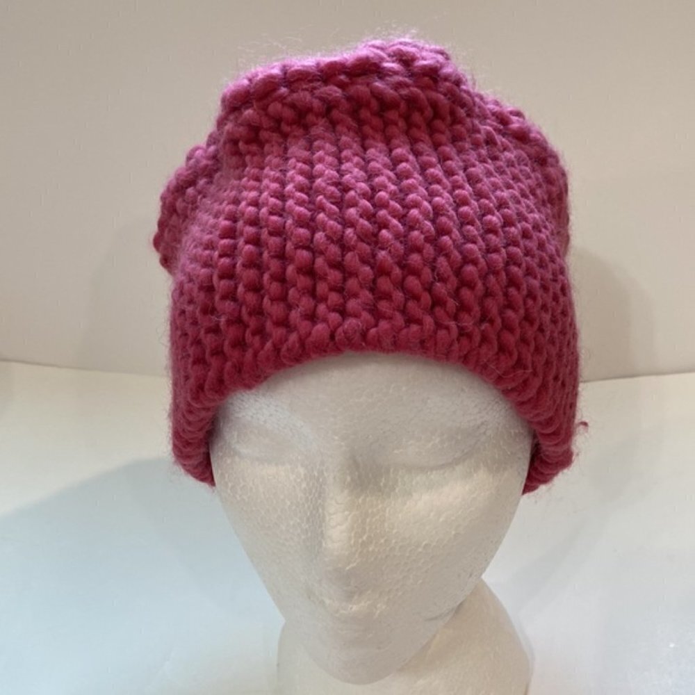 Handmade Pink Thick Knit Hat Beanie - Picture 4 of 14